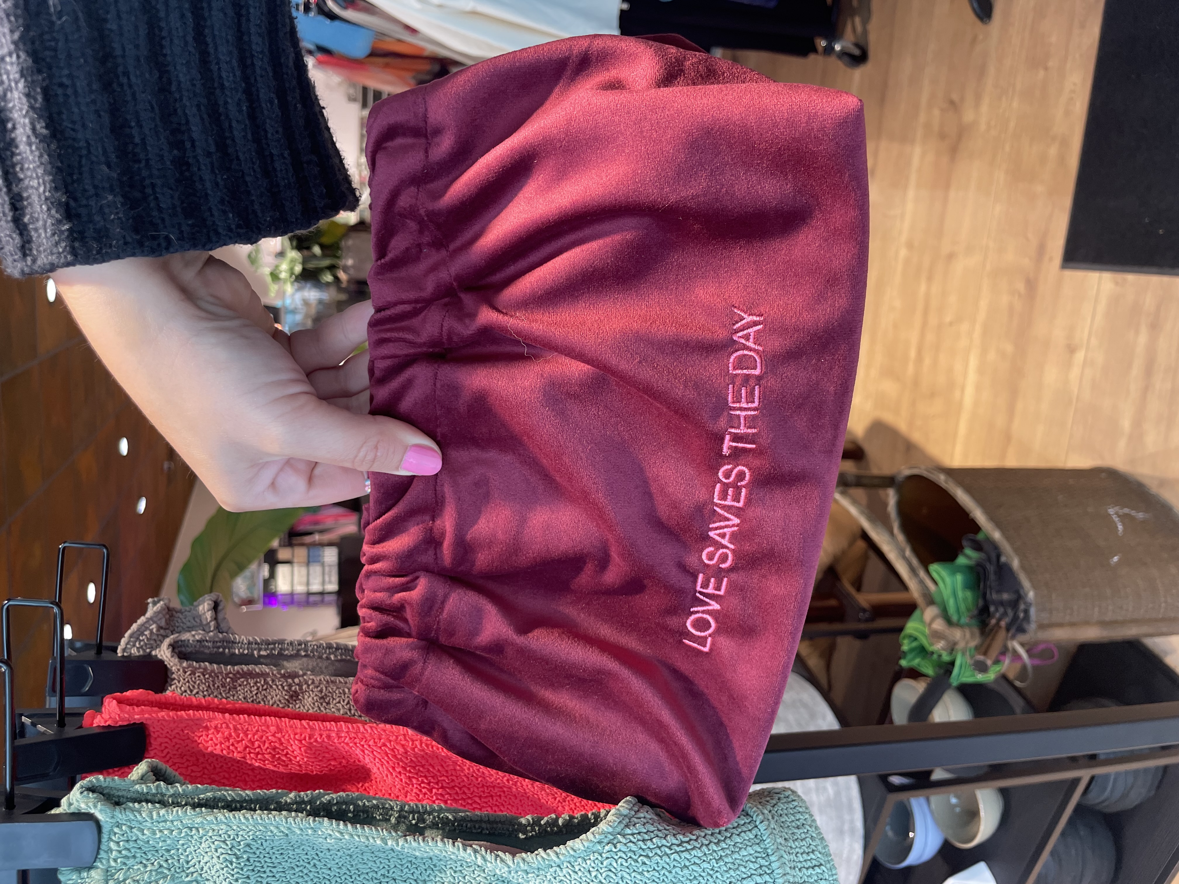 SORBET ISLAND Velvet Clutch Bag "love saves the day" VEBL0024