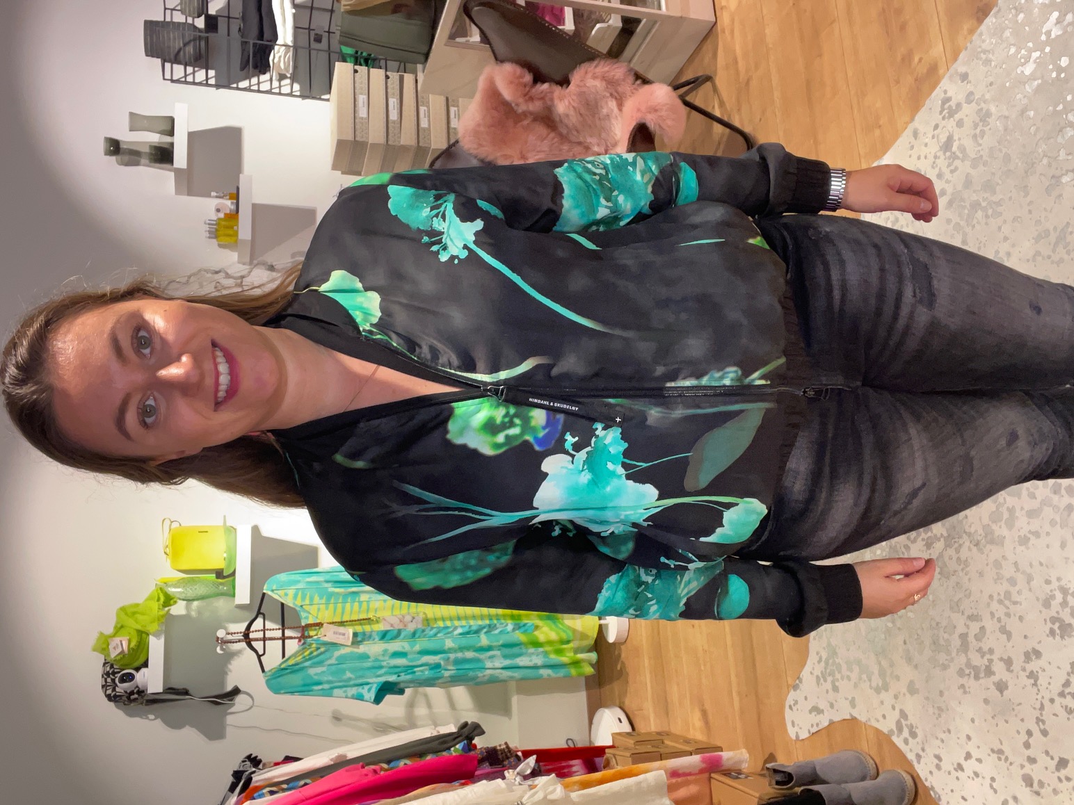 HINDAHL&SKUDELNY Blouson Viscoprint greenflower 223J09